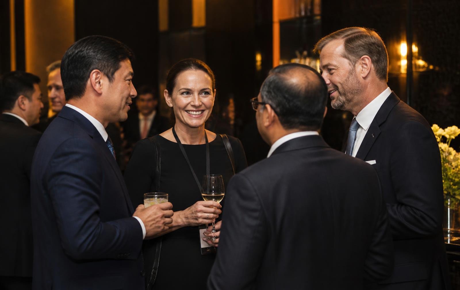 Executives networking at a business reception